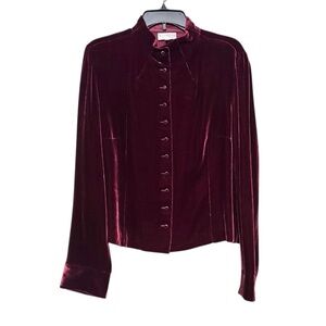 Talbots Velvet Button Down Shirt in Deep Burgundy, 16/XL, See measurements